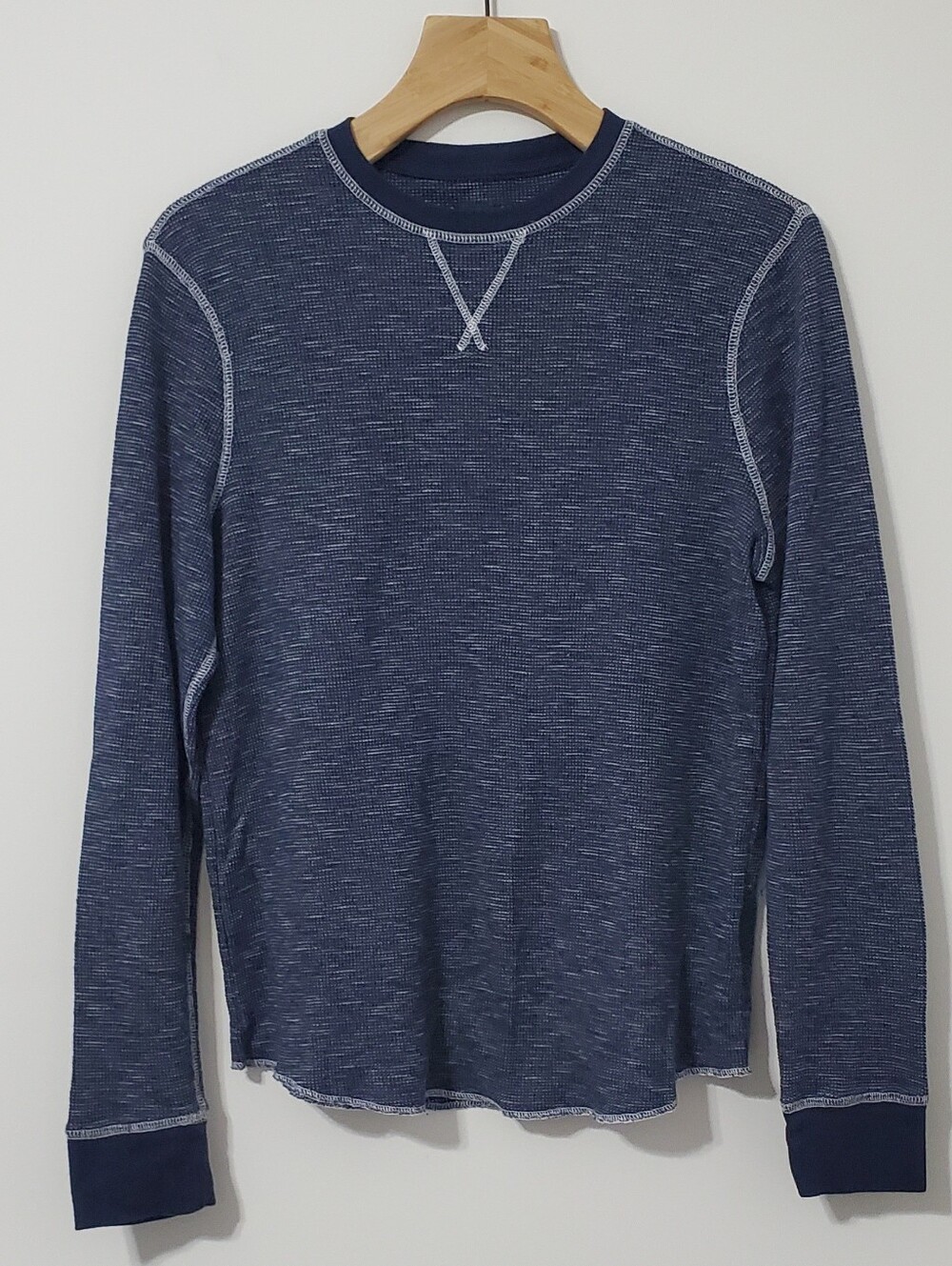 Helix Mens Heathered Navy Long Sleeve Crewneck Top XL